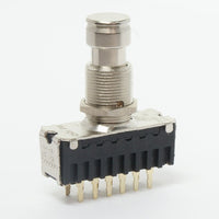 Foot switch 4-pole latching. Used in early Black Label True Bypass pedals (produced 2007-2008). P/N: 9401.