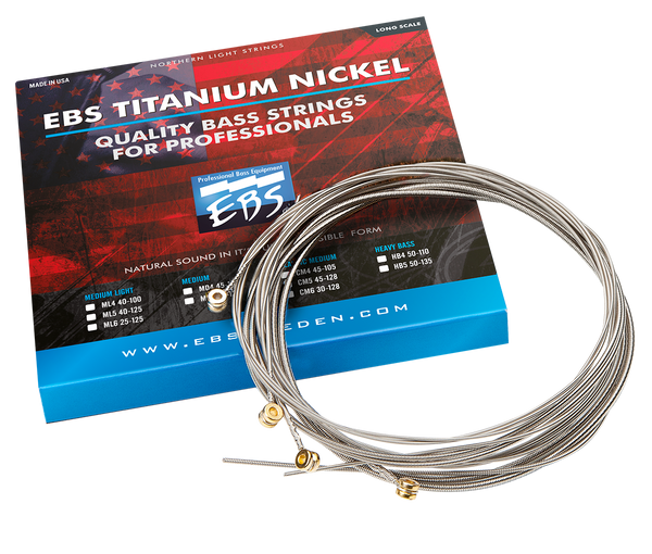 EBS US Titanium Nickel Bass Strings. New!, 6-string set